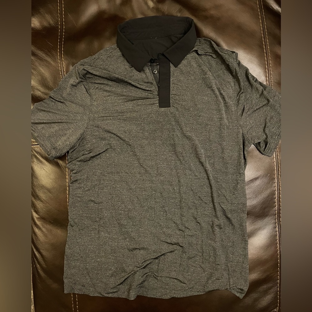 lululemon athletica Men’s Grey Heather Polo with Black Collar